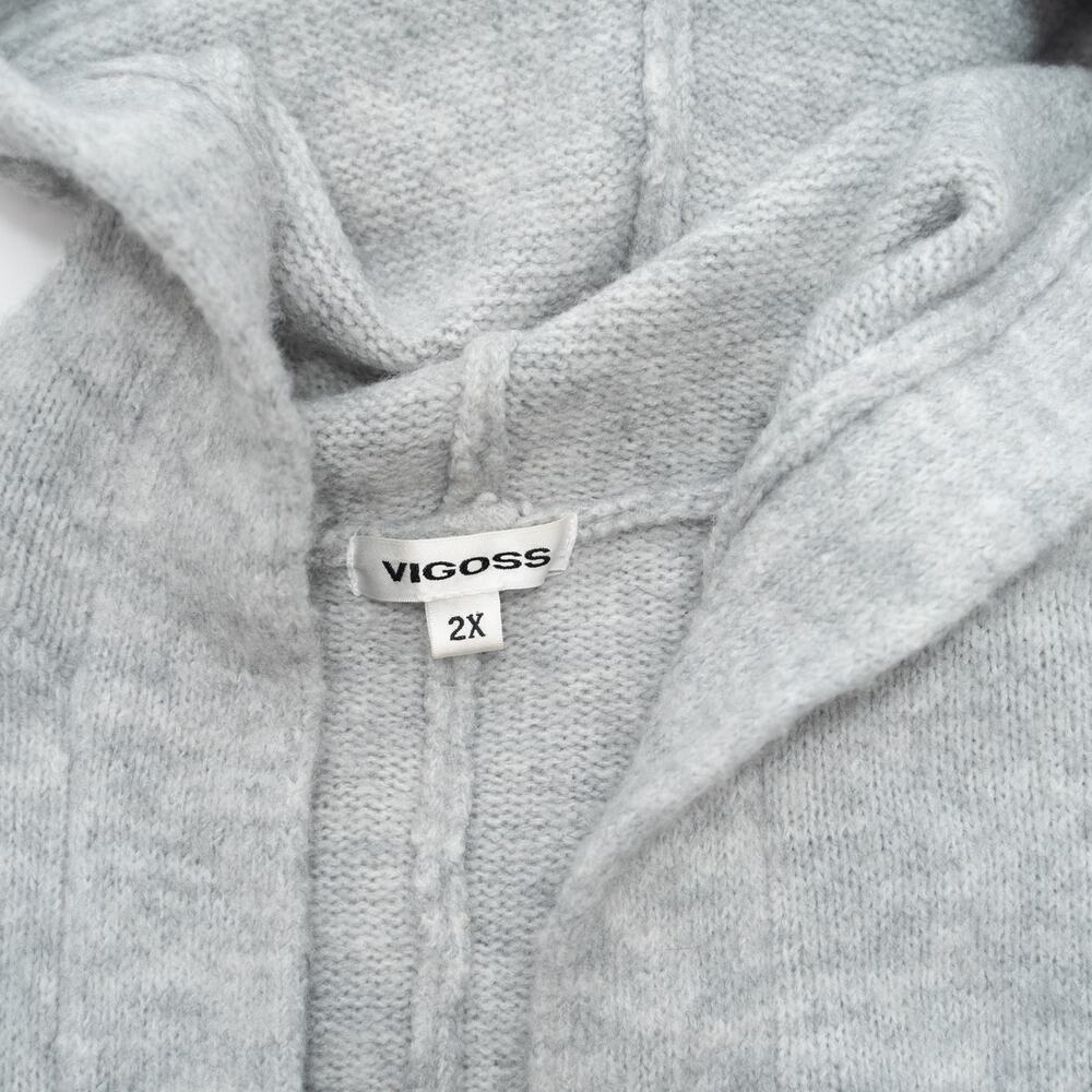 Vigoss Gray Long Hooded Cardigan Size 2X - Picture 6 of 12